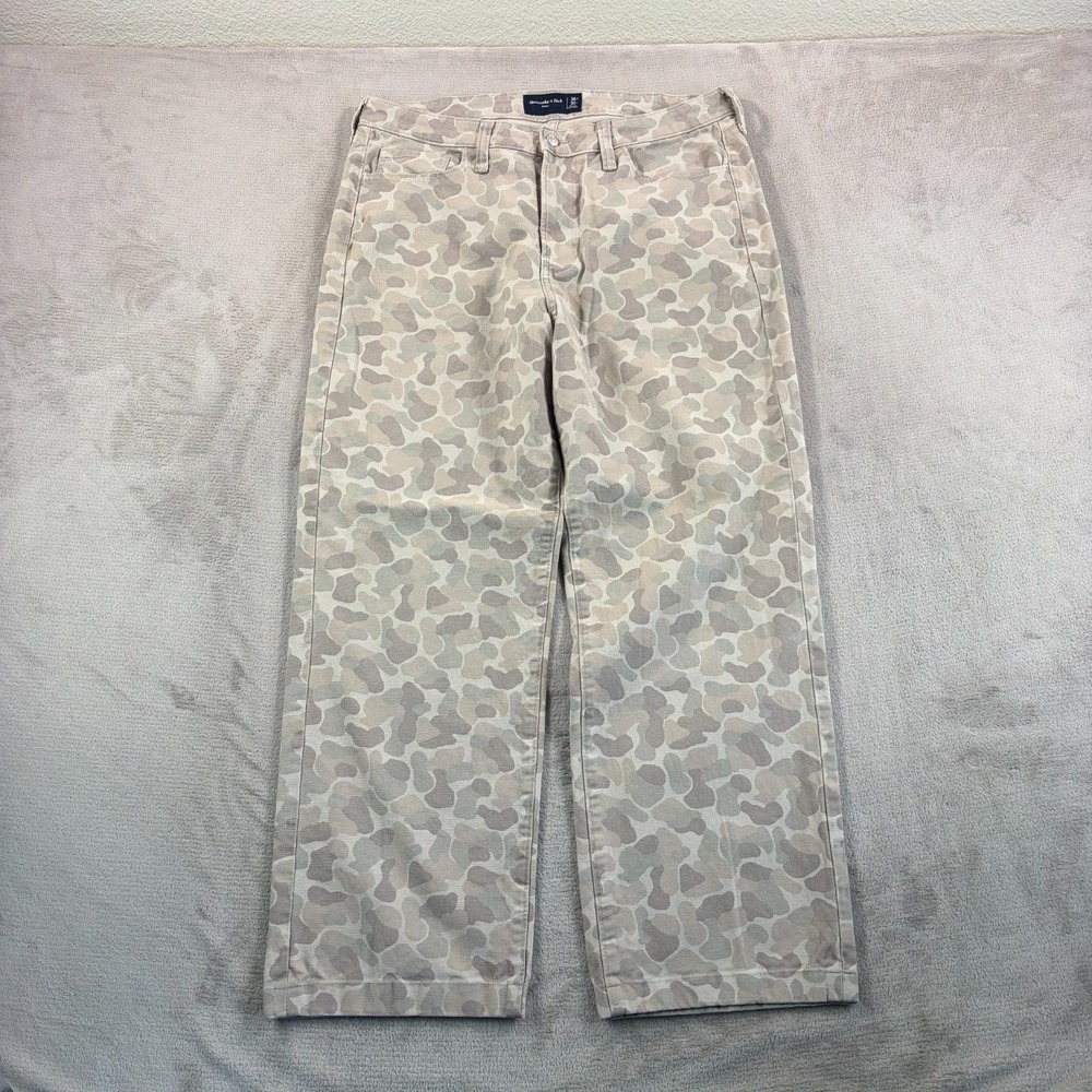 Abercrombie & Fitch Baggy Jeans in Multi Frog Camo Men 36x29 Hunting Grunge Wide